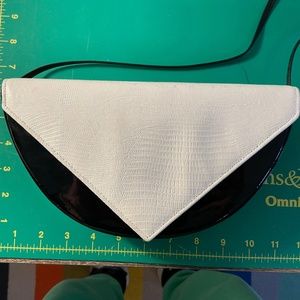 Black and White Faux Leather Crossbody Purse